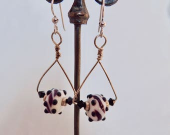 Lampwork Glass bead and Sterling Silver Earrings