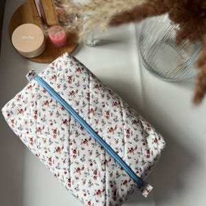 Makeup Organizer, Floral Makeup Bag, Quilted Cosmetics Bag, Cotton Makeup Bag, Toiletry Bag Women,Cosmetic & Toiletry Storage