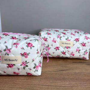 Cotton Makeup Bag, Floral Makeup Bag, Quilted Cosmetics Bag,  Toiletry Bag Women, Makeup Organizer, Cosmetic & Toiletry Storage