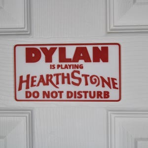 HearthStone Door Sign | Custom "Do Not Disturb" Name Plate | Personalized Gamer Wall Decor | Made to Order