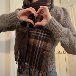 Écharpe Marron à Franges En 100% Cachemire Pour Homme - Neuf Très Bon état