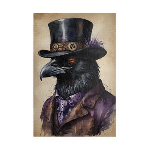 Steampunk Raven Adult Jigsaw Puzzle, 500 1000 Piece Puzzle, Victorian Gothic Bird Puzzle, Gift Idea for Him, Watercolor Style Puzzle