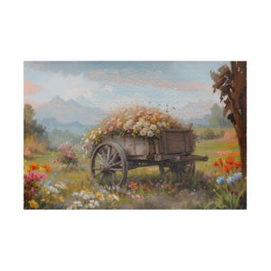 Rustykalny Wózek Kwiatowy Puzzle, Cottagecore Łąka Dzikich Kwiatów Puzzle, 1000 Elementów Puzzle dla Dorosłych, 500 Elementów Puzzle Natura Prezent