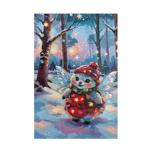 Enchanting Winter Forest Fairy Adult Jigsaw Puzzle 500 1000 Piece, Gift Idea for Her, Magical Snowy Wonderland Puzzle, Oil Painting Style
