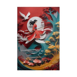 Enchanted Warrior Adult Jigsaw Puzzle 500 1000 Piece, Asian Fantasy Art Puzzle, Unique Gift Idea