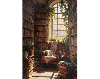 Cozy Library Jigsaw Puzzle: Dark Academia Book Nook (500/1000 Piece)