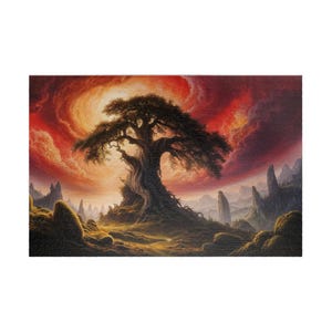 Enchanted Tree, Adult Jigsaw Puzzle 500 1000 Piece Puzzle,  Mystical Fantasy Landscape, Surreal Scenery, Unique Gift for Friends