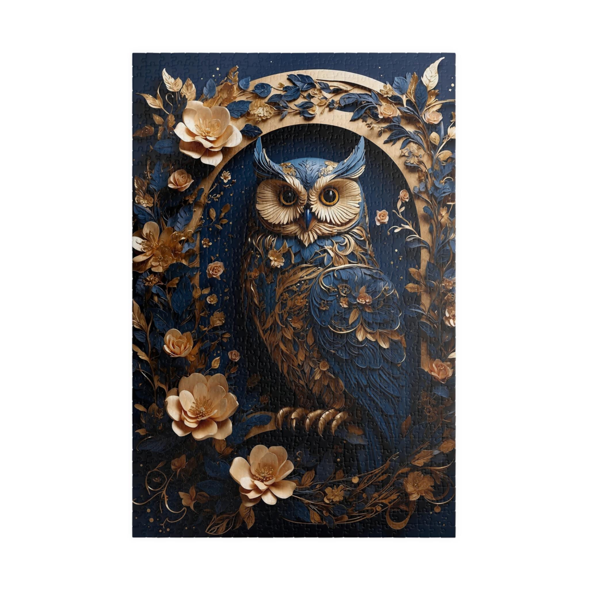 Floral Owl Jigsaw Puzzle: Elegant Fantasy Art, 1000 Piece