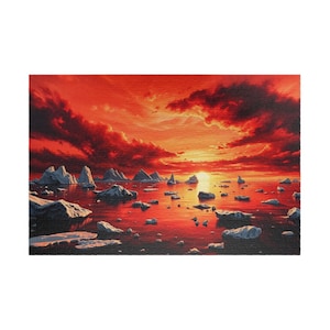 Epic Arctic Sunset Jigsaw Puzzle, Surreal Iceberg Landscape Puzzle for Adults, 1000 Piece Fantasy Puzzle, 500 Piece Vibrant Nature Puzzle