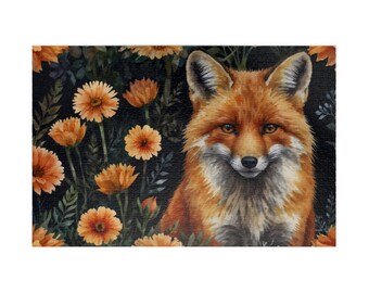 Fox in Wildflower Garden Jigsaw Puzzle: Nature Lover Gift
