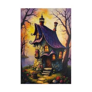 Whimsical Fairy Cottage Jigsaw Puzzle, Fantasy Cozy House Puzzle, 1000 Piece Puzzle for Adults, 500 Piece Cottagecore Puzzle Gift Idea