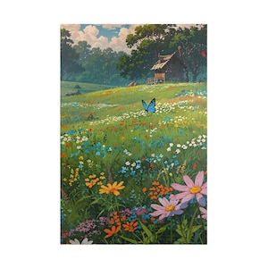 Whimsical Meadow Adult Jigsaw Puzzle, 500 1000 Piece Puzzle,  Flower Jigsaw Puzzle, Unique Gift Idea for Her Cottage in Flower Field Puzzle