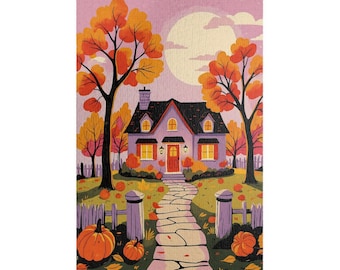 Autumn Cottage Jigsaw Puzzle: Cozy Fall House, 500/1000 Piece
