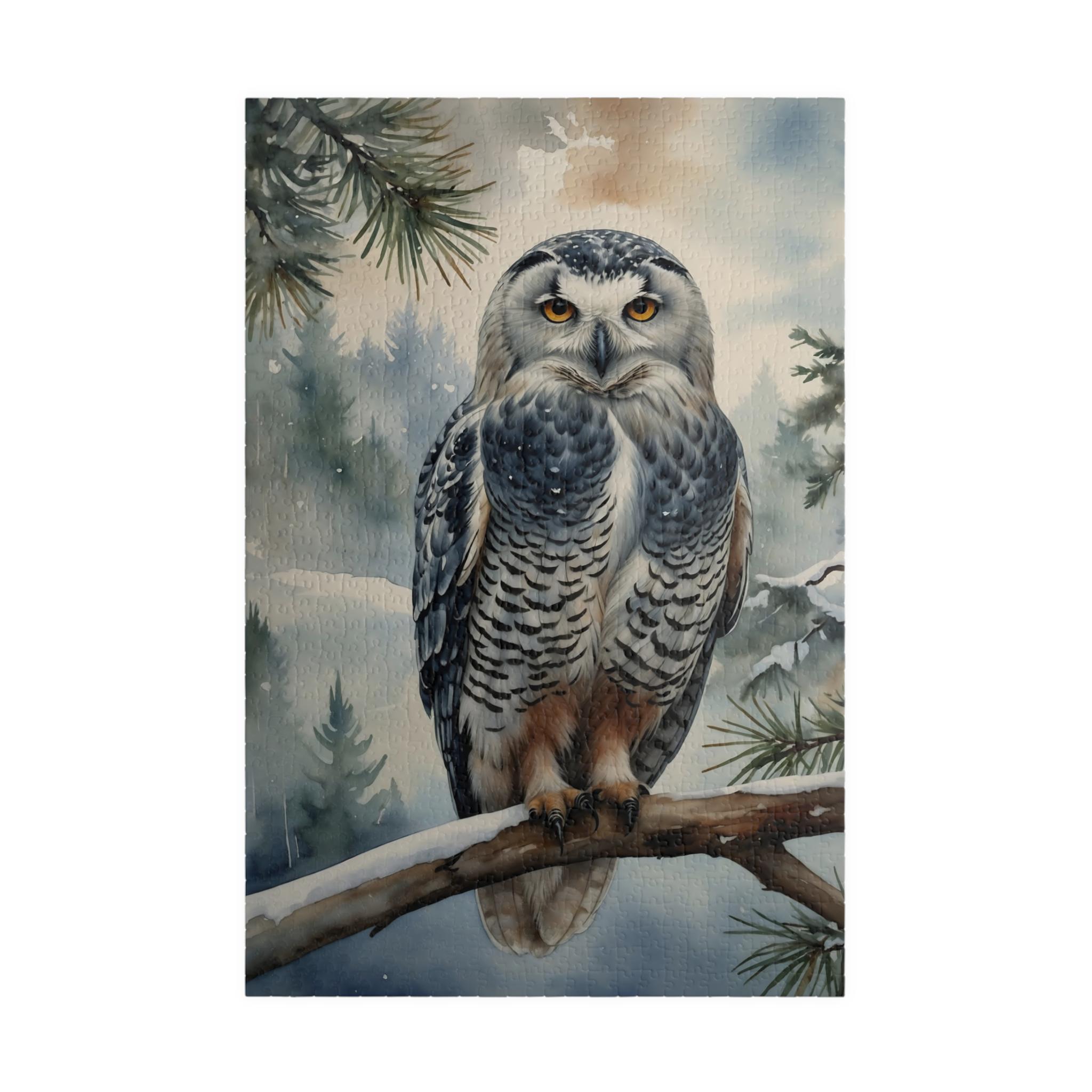 Owl Puzzle for Adults, Snowy Owl Winter Jigsaw Puzzle 500 1000 Pieces, Majestic Wildlife Puzzle Gift