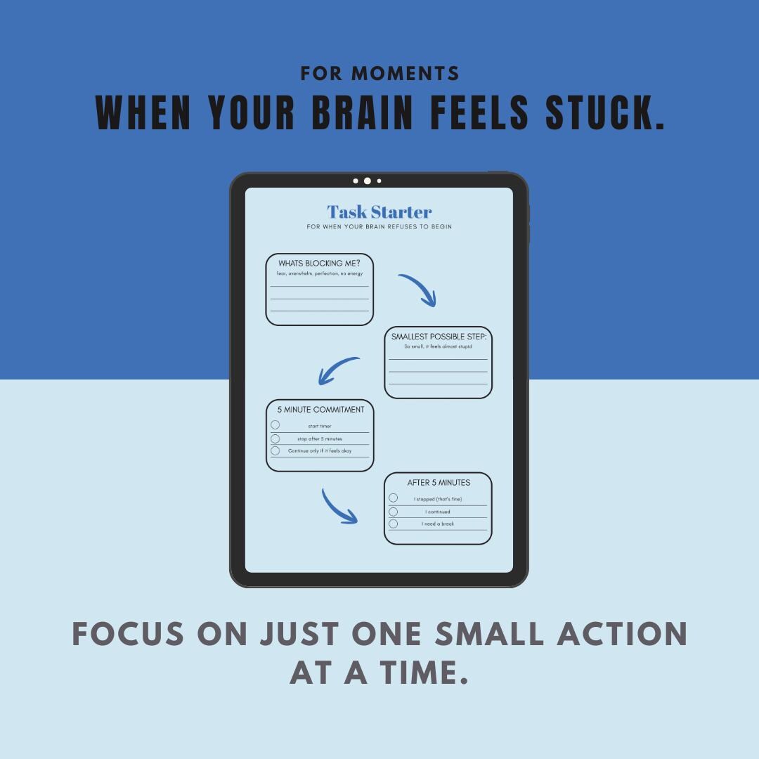 ADHD Task Starter Sheet | Blue Edition | 1 Page Printable PDF | Calm ...