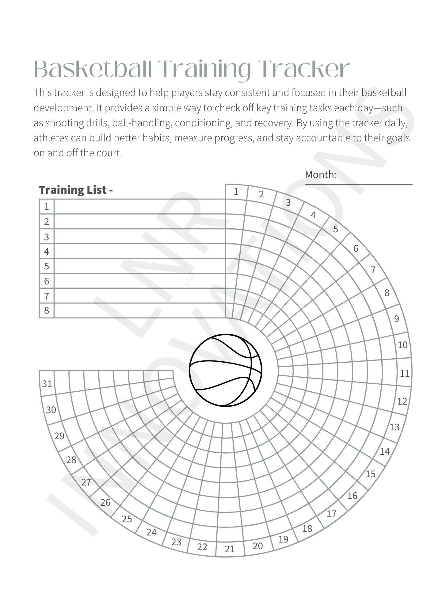 Basketball Tracker - DRUCKBARE Journalseite - Habit Tracker - Track Training - Praxis Journal - Habit Vorlage