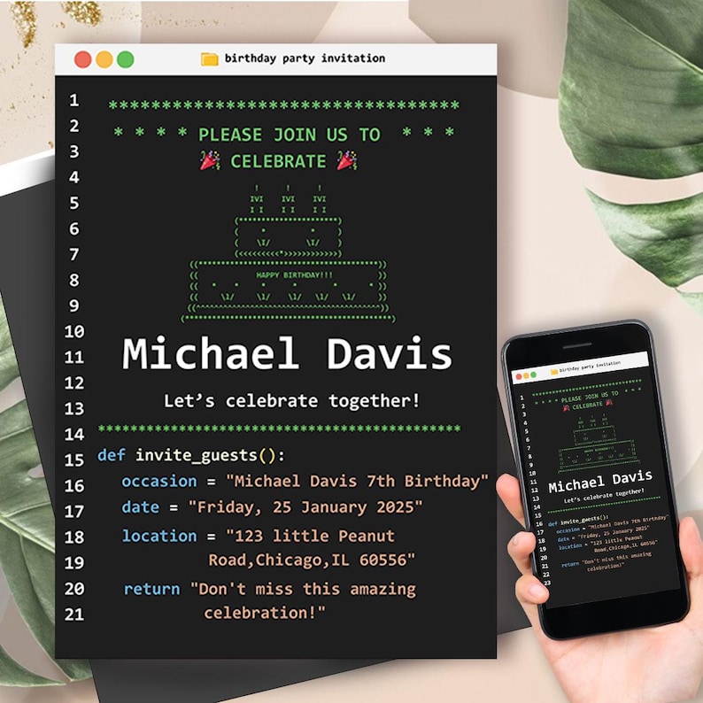 Tech Coding Birthday Invitation, Hacker Party Invite (digital) - Etsy