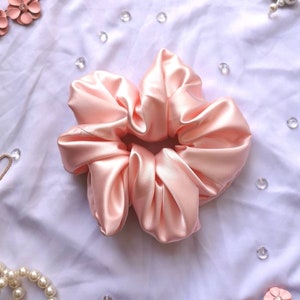 Princess Scrunchie Shiny Pink Satin Scrunchie, Large Scrunchie, Coquette Princesscore Aesthetic image 1