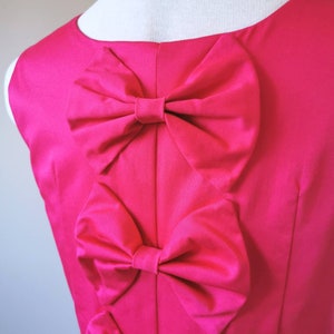 Pretty in Pink Bow Back Pleated Dress - Hot Pink Dress, Fit and Flare Dress, Slow Fashion, One of a Kind Handmade Dress in Size Medium bild 4