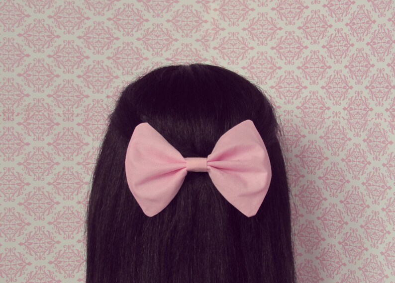 Pastel Pink Hair Bow Women's Hair Bow with French Barrette image 1