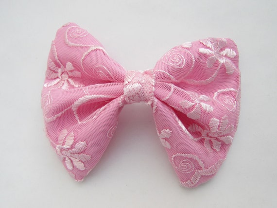 Pretty in Pink Lace Hair Bow - Women's Hair Bow with French Barrette, Coquette Girly Accessories, Cute Hair Clip