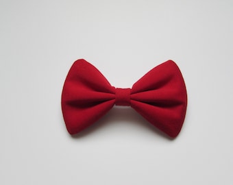 Romantic Red Knit Hair Bow - Women's Hair Bow with French Barrette