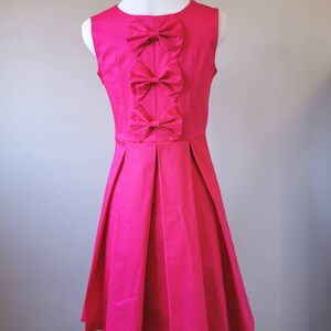 Pretty in Pink Bow Back Pleated Dress - Hot Pink Dress, Fit and Flare Dress, Slow Fashion, One of a Kind Handmade Dress in Size Medium bild 2