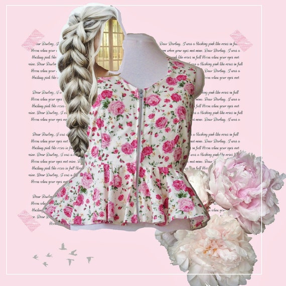 pink floral peplum top