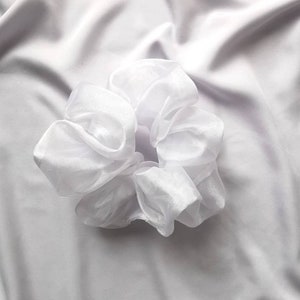 Dove Scrunchie White Organza Sheer Hair Scrunchie, Cute Bridal Hair Accessory, Angelcore Ponytail Holder image 5