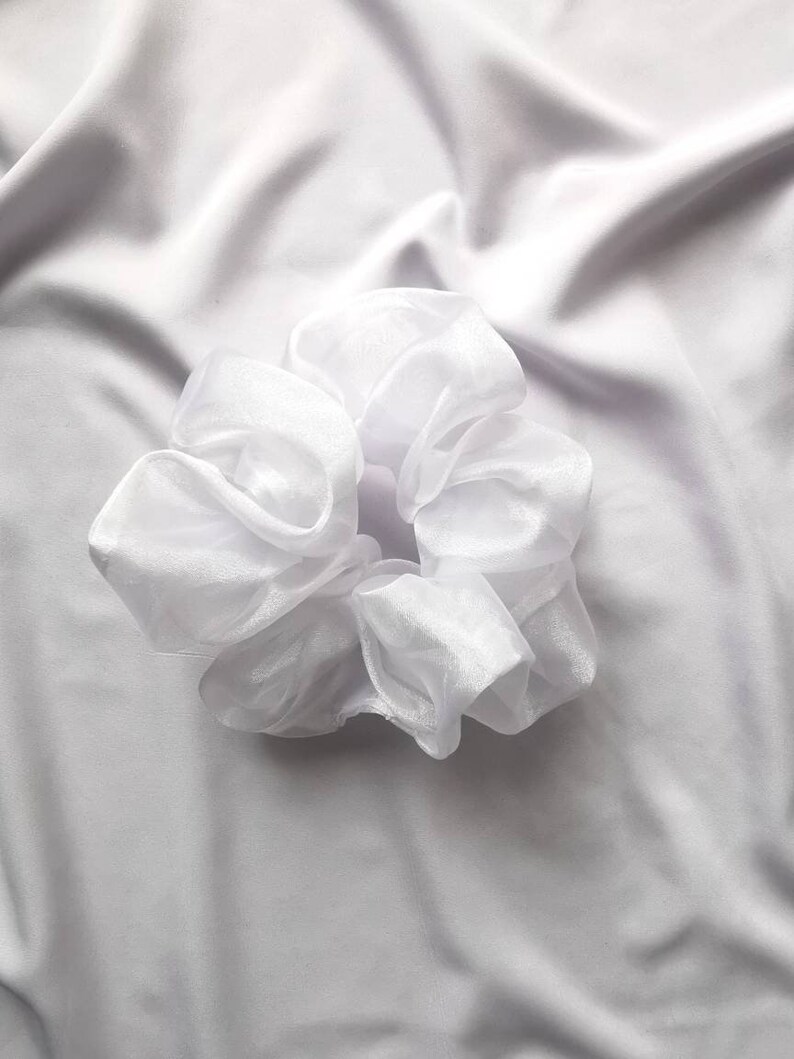 Dove Scrunchie White Organza Sheer Hair Scrunchie, Cute Bridal Hair Accessory, Angelcore Ponytail Holder image 5