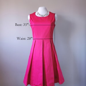 Pretty in Pink Bow Back Pleated Dress - Hot Pink Dress, Fit and Flare Dress, Slow Fashion, One of a Kind Handmade Dress in Size Medium bild 9