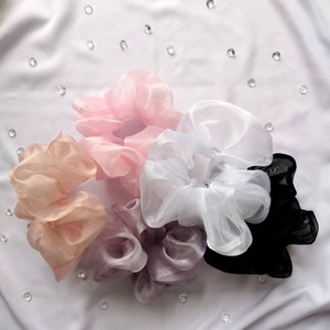 Dove Scrunchie White Organza Sheer Hair Scrunchie, Cute Bridal Hair Accessory, Angelcore Ponytail Holder image 8