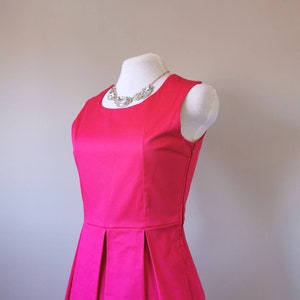 Pretty in Pink Bow Back Pleated Dress - Hot Pink Dress, Fit and Flare Dress, Slow Fashion, One of a Kind Handmade Dress in Size Medium bild 8