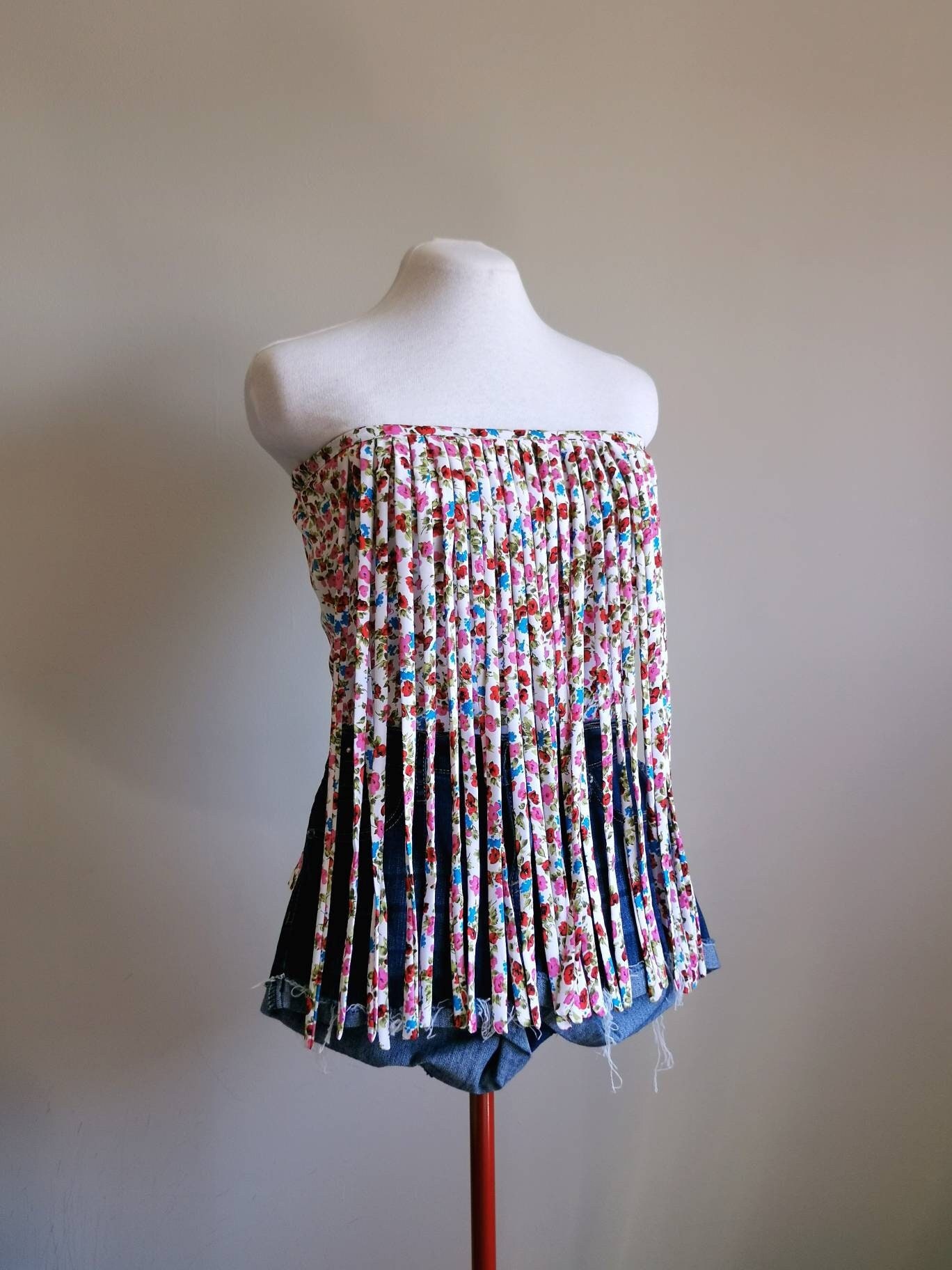 Floral Fringe Festival Tube Top Handmade Cute Summer - Etsy