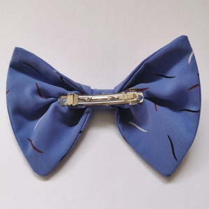 Blue Dappled Party Hair Bow Women's Hair Bow with French Barrette image 5