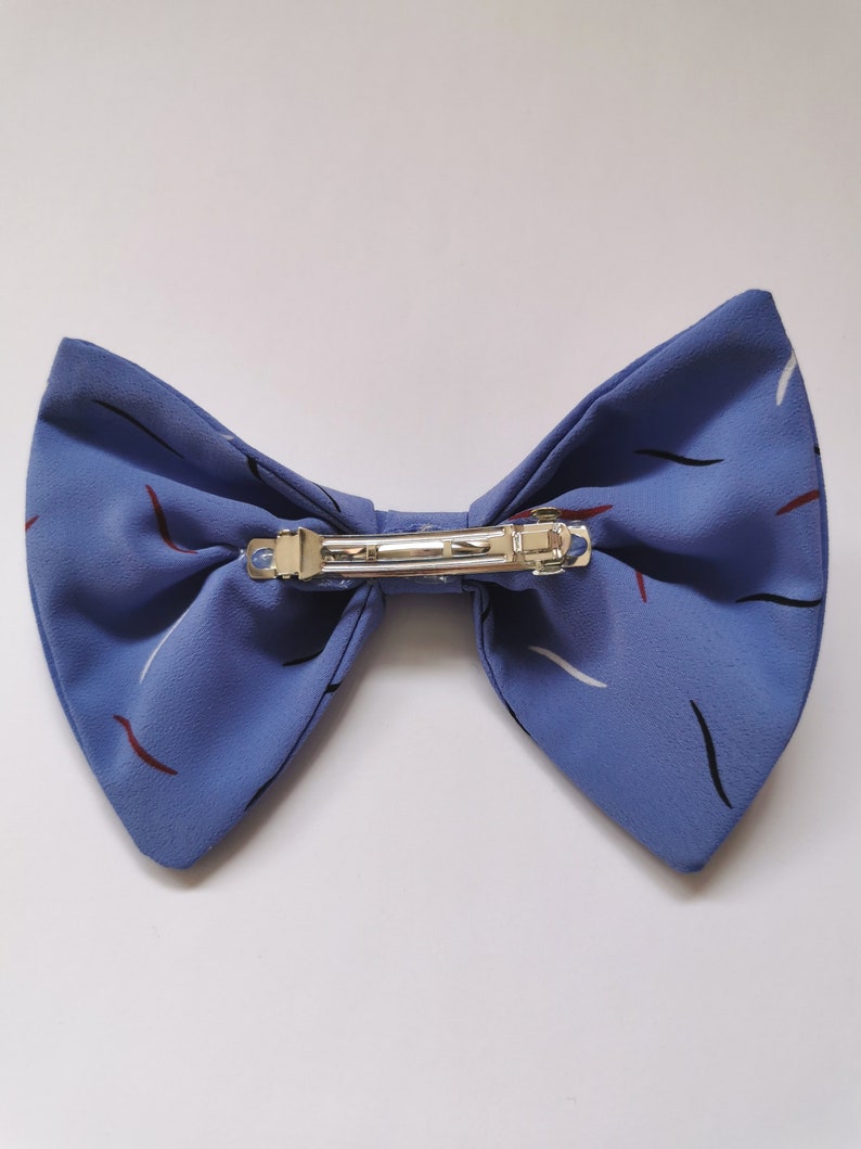 Blue Dappled Party Hair Bow Women's Hair Bow with French Barrette image 5