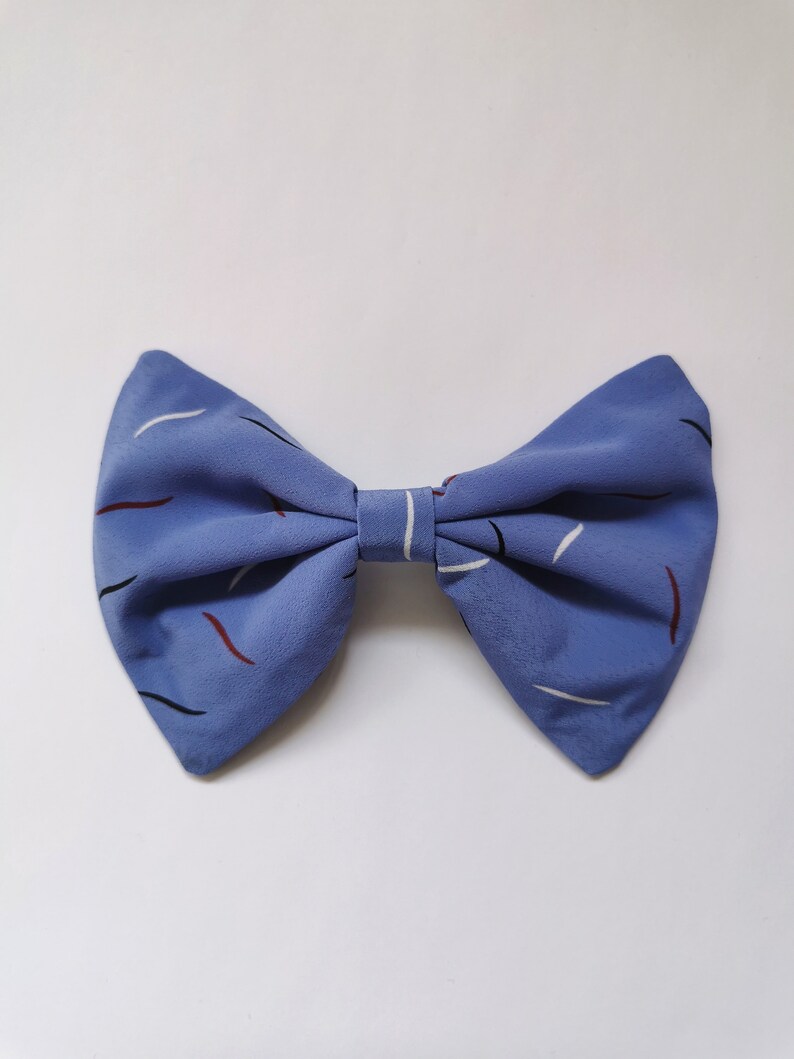 Blue Dappled Party Hair Bow Women's Hair Bow with French Barrette image 3