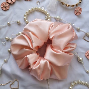 Princess Scrunchie Shiny Pink Satin Scrunchie, Large Scrunchie, Coquette Princesscore Aesthetic image 3