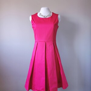 Pretty in Pink Bow Back Pleated Dress - Hot Pink Dress, Fit and Flare Dress, Slow Fashion, One of a Kind Handmade Dress in Size Medium bild 6