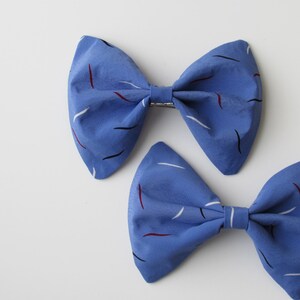 Blue Dappled Party Hair Bow Women's Hair Bow with French Barrette image 2