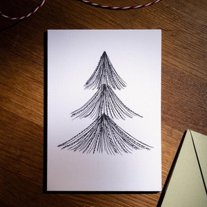 Cartão de árvore de Natal para impressão, cartão de Natal digital, cartão de Natal ilustrado à mão, ilustração de árvore de Natal, cartão de Natal minimalista