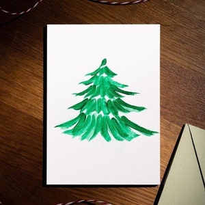 Biglietto di Natale stampabile, biglietto di Natale, biglietto di Natale dipinto a mano, illustrazione di albero di Natale, regalo di Natale, cartolina delle vacanze