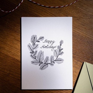 Cartão de Natal para impressão, Cartão de Boas Festas, Cartão de Natal, Cartão de Natal ilustrado à mão, Ilustração de árvore, Cartão de Natal minimalista