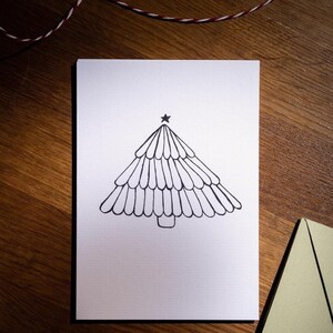 Cartão de árvore de Natal para impressão, cartão de Natal, cartão de Natal ilustrado à mão, ilustração de árvore de Natal, cartão de Natal minimalista