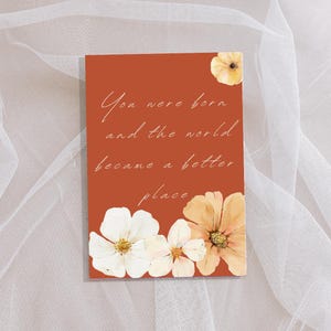 Cartão de aniversário para impressão, download instantâneo, cartão de feliz aniversário, cartão de aniversário exclusivo, presente de aniversário, presente para um amigo, cartão de felicitações floral