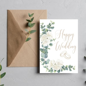 Carte de mariage imprimable, téléchargement immédiat, cartes de mariage, cartes pour couples, cadeaux de mariage, cartes de jeunes mariés, carte de félicitations