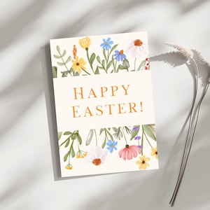 Carte imprimable Joyeuses Pâques, téléchargement immédiat, carte Joyeuses Pâques, carte de vœux, cadeau de Pâques, cadeau pour un ami, fleurs de Pâques, printemps