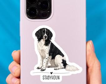 Stabyhoun Kiss Cut Sticker, Dutch Breed Dog Illustration Decal for Laptop