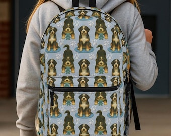 Bernedoodle Backpack, Cute Back to School Bag for Dog Lovers, Travel Bookbag Gift for Adults and Kids, Rucksack for Teen Girls or Boys
