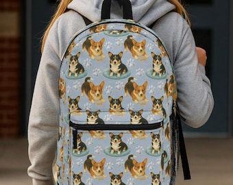 Cardigan Welsh Corgi Backpack, Cute Back to School Bag for Dog Lovers, Bookbag Gift for Adults or Kids, Rucksack for Teen Girls or Boys